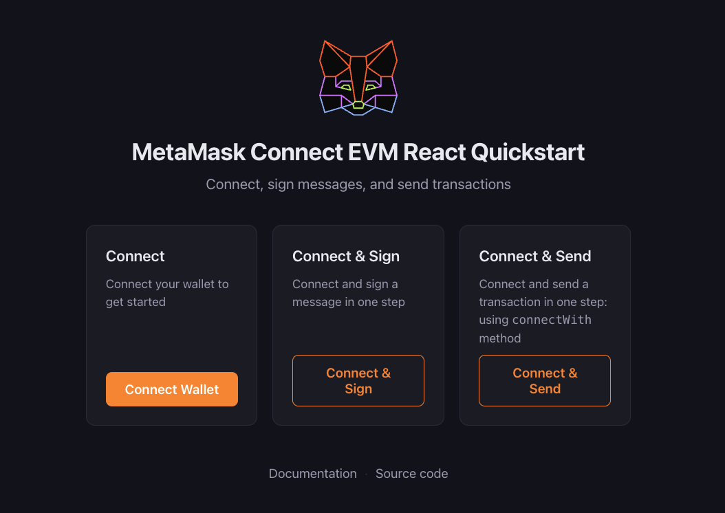 MetaMask Connect EVM wallet connection flow demonstration