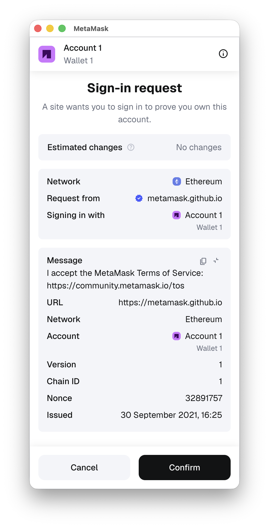Sign-in with Solana request